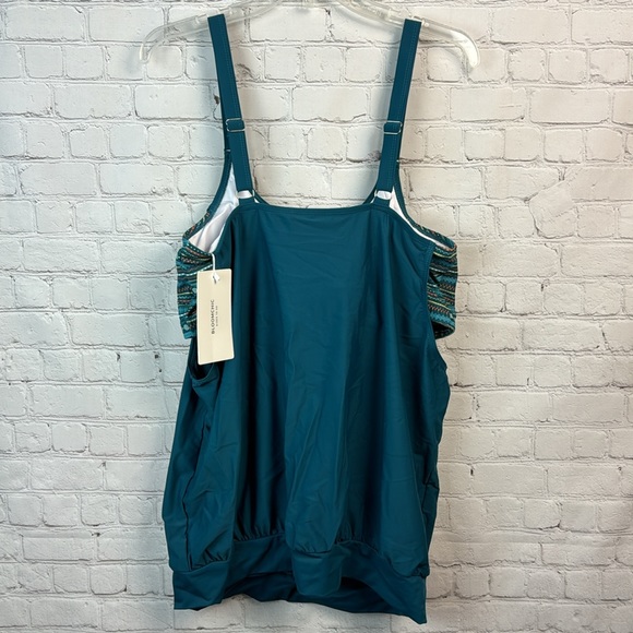 BloomChic Teal Bandana Patchwork Gathered Cut Out Tankini Top Plus Size … - Picture 5 of 6